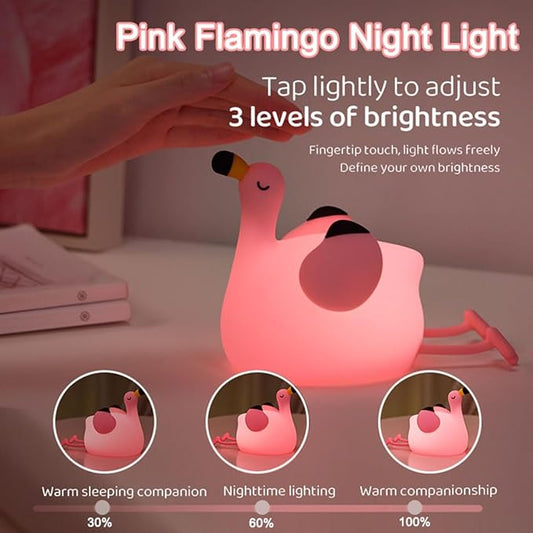 DREAMING MY DREAM Flamingo Night Light,Dimmable Silicone Animal Nursery Night Light,Pink Flamingo Lamp Decor for Kids Room Bedroom,Birthday Christmas Unique Gift for Kids boy Girls