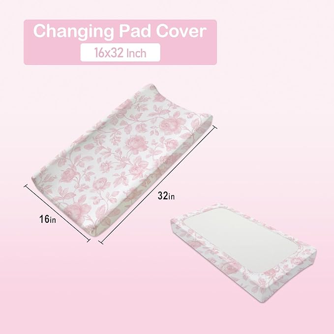 Personalized Baby Crib Bedding Set – Custom Name 4 Pcs Pink Bow Nursery Set with Minky Blanket, Fitted Sheet, Pad Cover & Rug, Soft Bedding for Girls, Ideal Shower Gift for Baby, New Parents