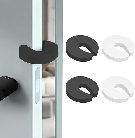 Door Pinch Guard, 4 Pack Door Slam Stopper Door Finger Pinch Guard Soft Thick Foam Door Stopper, Prevent Finger Pinch Injuries, Slamming Doors, Keep Pets from Getting Locked in (White&Black)