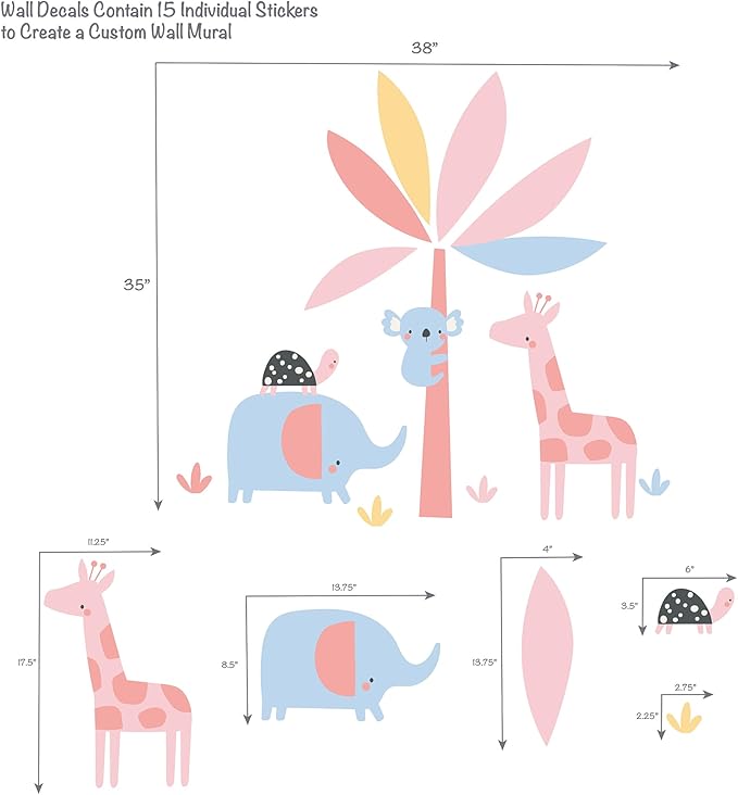 Lambs & Ivy Snuggle Jungle Pastel Safari Cotton Jersey 5-Piece Crib Bedding Set