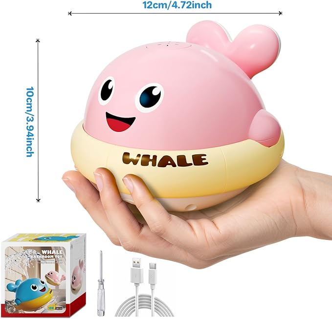 Bath Toys for Kids Age 1-3, Light Up Baby Bath Toys for 1 2 3 Year Old Girl, Pool Water Toys for Toddlers Whale Bathtub Toys for 1 2 3 Year Old Boys & Girls Birthday Gifts (Pink)