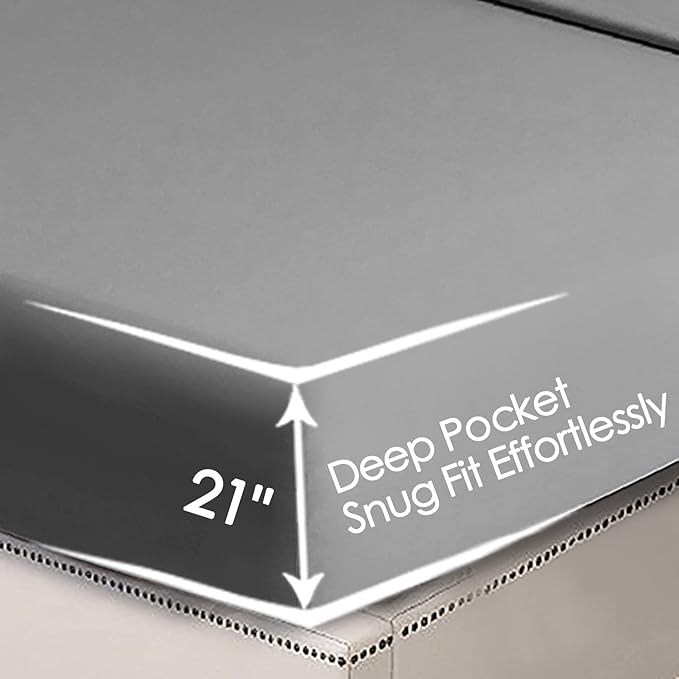 Twin Grey Sheet Set, 4 Piece Microfiber Bed Sheets，Soft Flat Bed Sheets Cover, Hotel Luxury 1800 High Thread Count Comfy Sheets, 21" Deep Pocket Fitted Sheets, Wrinkle Free