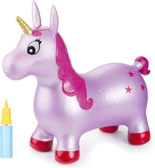 INPANY Unicorn Hopper, Horse Hopper, Bouncy Inflatable Animal Ride-on Toy for Children, Boys and Girls, Toddlers (Pump Included)