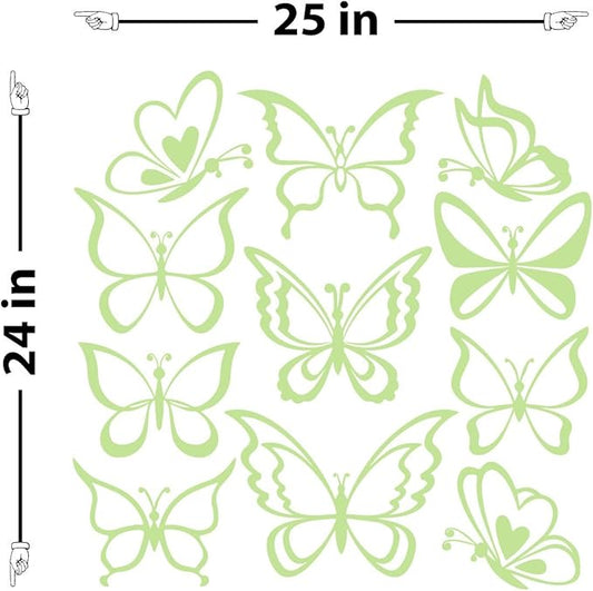 The Decal Guru Butterfly Wall Art Vinyl Stickers DIY Nursery or Girls Room Decor Peel and Stick Butterflies Decals (Key Lime Pie, 24x25 inches)