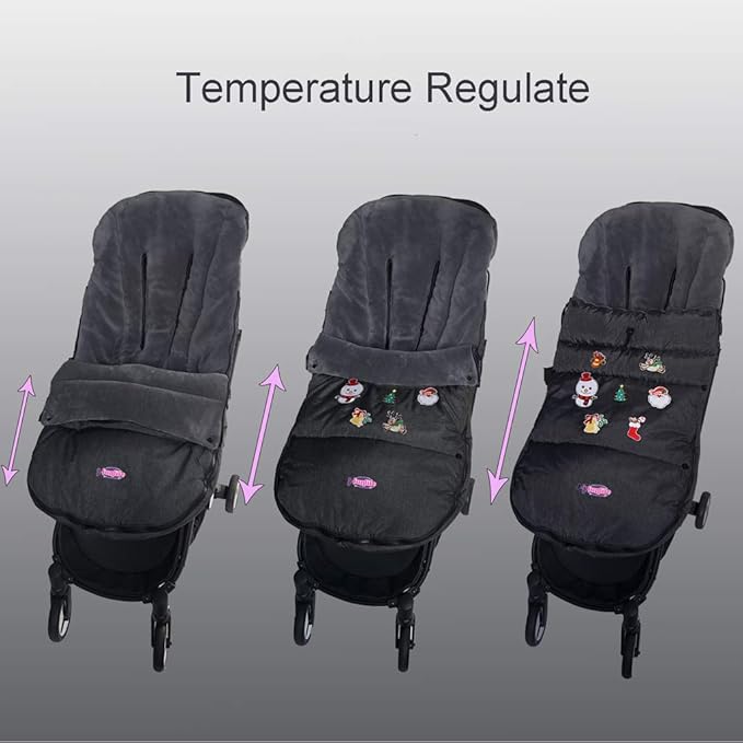 Christmas Decorated Uniuqe Waterproof Winter Stroller Bunting Bag Toddler,Width Adjustable, Anti-Dirt,Foot Area Open, Hoodie, All Features Needed for Baby Stroller Footmuff