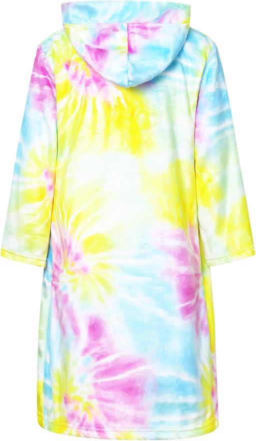 Jxstar Girls Bathrobes Kids Hooded Robes Plush Fleece Pajamas Soft Coral Sleepwear