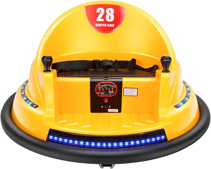 Edostory 6V Electric Ride On Bumper Car Kids for Toddlers, 1.5-8 Years Old Baby Bumping Toy Cars, DIY Sticker Baby Toy Gifts, Remote Control, Bluetooth, 360 Spin ASTM-Certified Yellow
