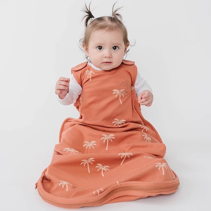 Woolino Merino Wool & Organic Cotton Baby Sleep Sack 2-24 Months – Ultimate 4-Season Baby Sleeping Bag, Universal Size Wearable Blanket, 2-Way Zipper & Adjustable Fit, Year-Round Use – Palms