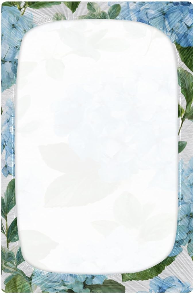 Vintage Blue Hydrangea Crib Sheets Standard Crib Toddler Mattresses Cover Fitted Baby Bed Sheet Breathable Crib Mattress Sheet for Girls Boys 39''x27''x9''