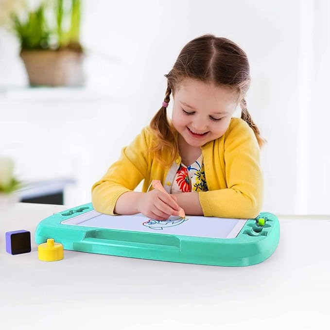 SGILE Large Magnetic Drawing Board for Kids, Toddlers Toys for 1 2 3 4 Year Old, Etch & Sketch Pad with 4 Stamps, Learning and Educational Toys for Boys Girls Gift, 16 ×13 in (42 x 32 CM), Green