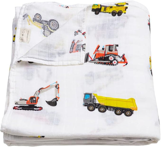 Ali+Oli Muslin Swaddle Blanket for Baby (Transport) Large 47" x 47" Soft Rayon Made from Bamboo & Organic Cotton, Machine Washable Receiving Blanket Wrap for Newborn to Toddler