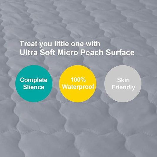 Pack and Play Sheets Mattress Pad Protector Fitted Waterproof Playard Mattress Cover, Compatible with Graco Pack n Play & Dream On Me & Pamo Babe, Playpen/Playard Sheet Quilted, Gray, 39" x 27"