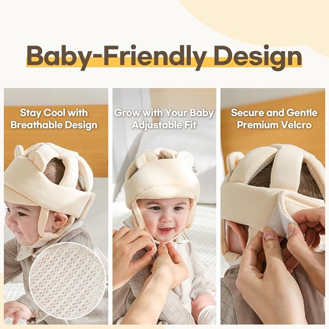 Baby Head Protector- Baby Helmet Cotton, Adjustable & Ultra-Lightweight Head Protector for Crawling & Walking Infants, Toddlers