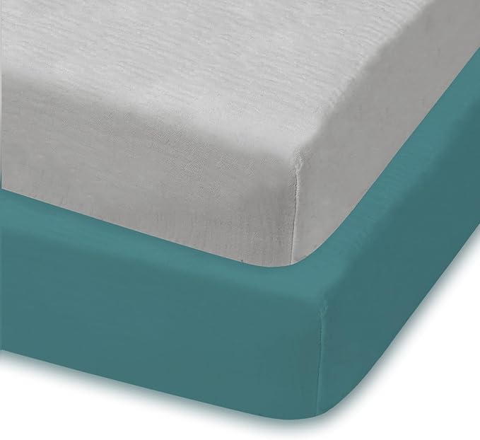 Graco Pack and Play Mattress Sheets Fitted, Mini Crib Sheets 2-Pack for Pack 'n Play Mattress, Stretchy Playard Sheets