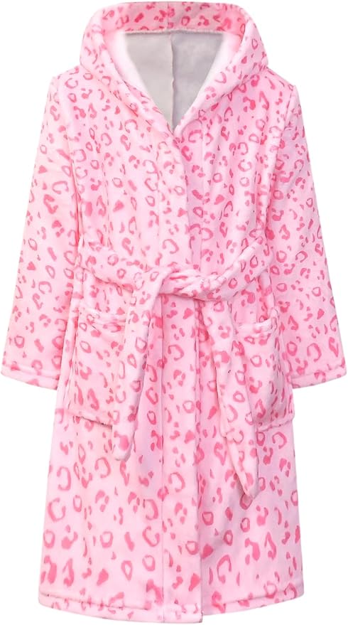 QPANCY Girls Robe Kids Bathrobes Soft Plush Fleece Pajamas Sleepwear