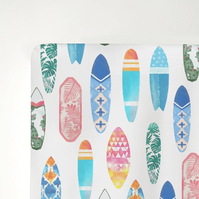 Colorful Surfboards Baby Crib Sheets for Boy Girl 52x28Inch Summer Surfing Soft Stretchy Fitted Crib Mattress Cover Boho Beach Vacation Travel Nursery Baby Sheet for Standard Crib & Toddler Mattress