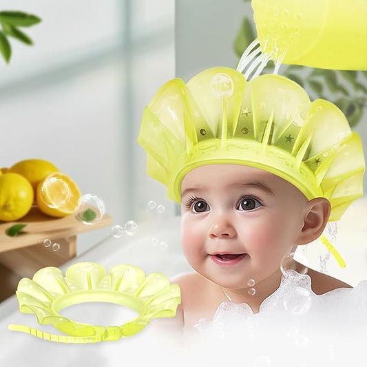 kair Baby Kids Shower Cap Soft Adjustable Silicone Toddler Bath Visor Children Hair Washing Hat Keep Kids Shield Water Out of Eyes & Ears (Yellow, Head Size 12.5"-19" Less Than 24 Months)