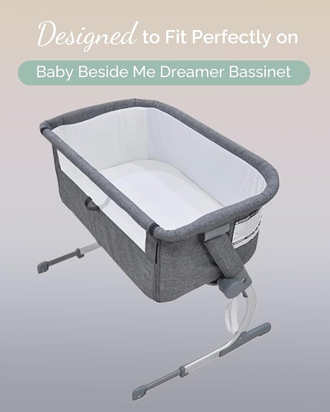 Bassinet Fitted Sheets 33x20 for Baby Beside Dreamer Bassinet & Bedside Sleeper - Buttery Soft, Premium Stretchy Jersey Knit Sheets - Navy + Grey + Cloud, 3 Pack