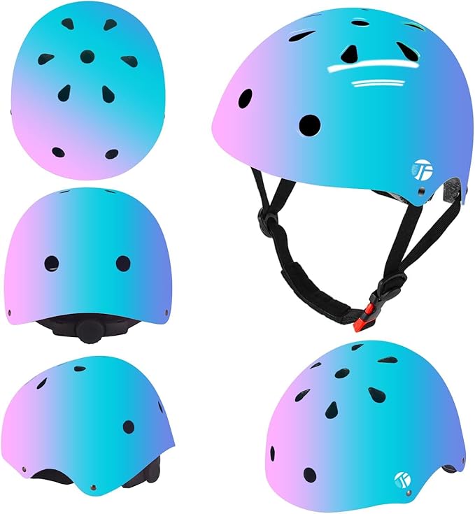 Adjustable Color Gradient Toddler Kids Bike Helmet for 3-5-8-14+Ages Girls Boys.Skateboard Bicycle Toddler Helmet 2-4 Years for Multi-Sports Cycling Scooter Inline Roller Skates Rollerblading