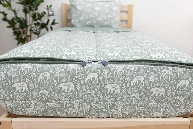 Beddy's Fantasy Woodland Girls Durable Zipper Bedding for Kids, Bed in a Bag, Green Sheets & Comforter with Animal & Woods Design, Includes Pillowcase & Pillow Sham Easy to Make & Wash