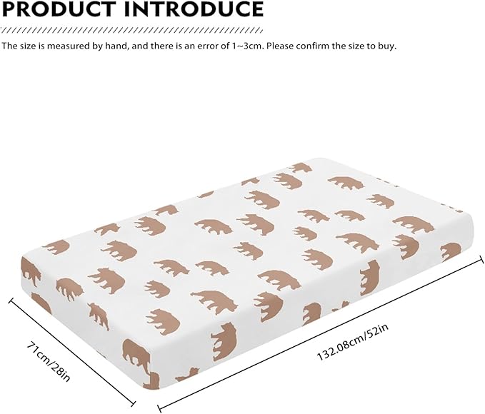 Cute Brown Bear Fitted Crib Sheet Bears Print Baby Crib Sheet Fit Standard Crib and Toddler Mattress,Crib Mattress Sheets for Boys Girls 28"x52"