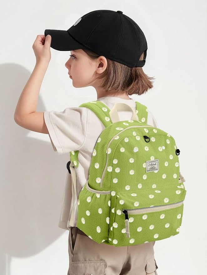 Corduroy Kids Backpack for Girls 6-10: Girls Backpacks for Elementary Kindergarten 15” H Fit Folder