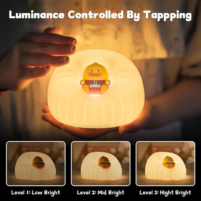 ICARER FAMILY Night Lights for Kids, Rechargeable Touch Lamp with 3 Adjustable Brightness and Automatic Off, Soft Silicone Touch Control Night Light, Gift for Toddlers, Girls and Boys