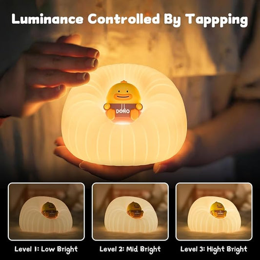 ICARER FAMILY Night Lights for Kids, Rechargeable Touch Lamp with 3 Adjustable Brightness and Automatic Off, Soft Silicone Touch Control Night Light, Gift for Toddlers, Girls and Boys