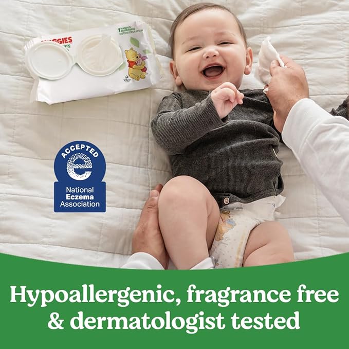 Huggies Natural Care Sensitive Baby Wipes, Unscented, Hypoallergenic, 99% Purified Water, 1 Flip-Top Pack (56 Wipes Total) (Pack of 3)
