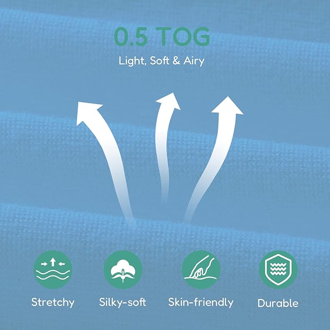 Baby Sleep Sacks Lightweight, Soft & Breathable 0.5 TOG Wearable Blanket with Zipper, 3-Pack 0-3-6-12-24-4T