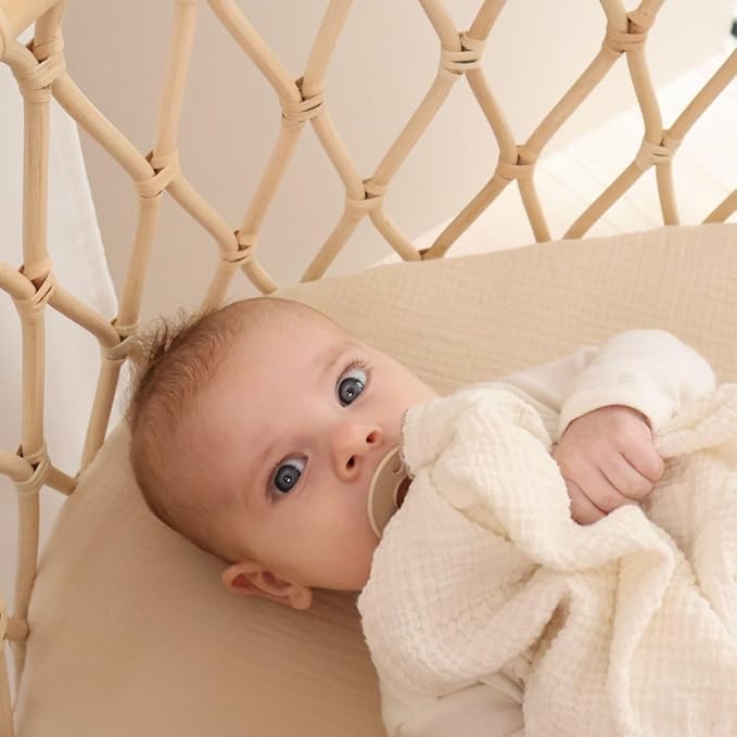Crib Sheets – Organic Cotton Muslin Fitted Crib Sheet – Standard Size for Baby Boy and Baby Girl 28" x 52" Ultra-Soft and Breathable. (Fog)