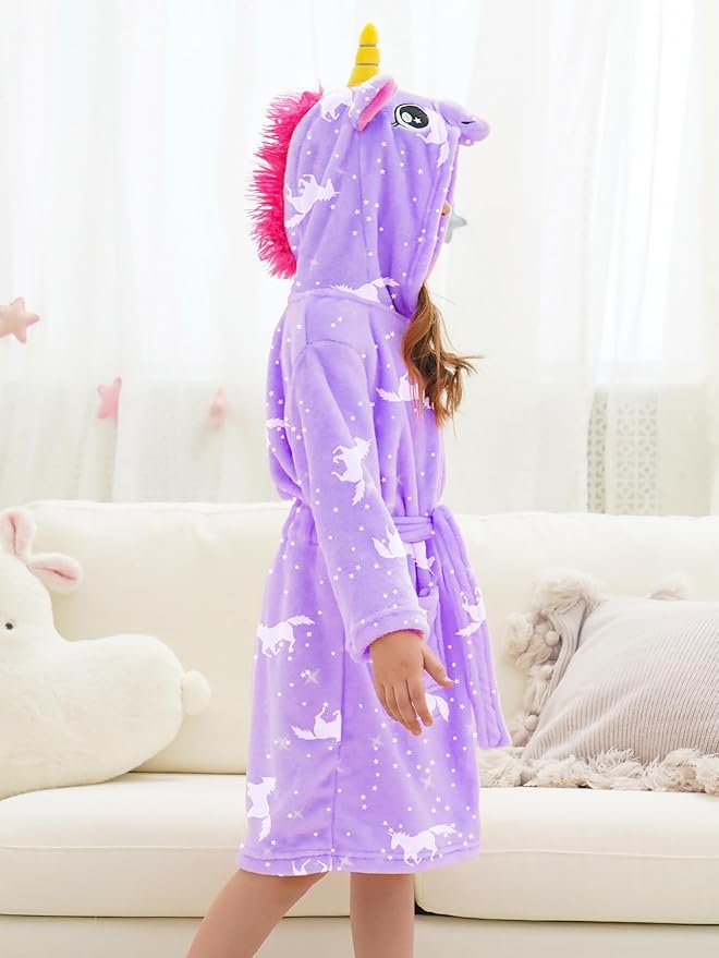 Doctor Unicorn Soft Unicorn Hooded Bathrobe Sleepwear - Unicorn Gifts for Girls