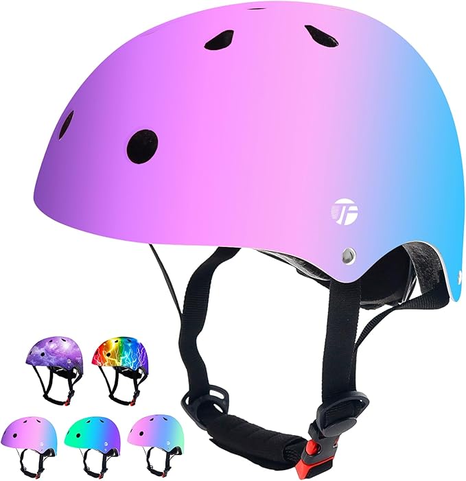 Adjustable Color Gradient Toddler Kids Bike Helmet for 3-5-8-14+Ages Girls Boys.Skateboard Bicycle Toddler Helmet 2-4 Years for Multi-Sports Cycling Scooter Inline Roller Skates Rollerblading