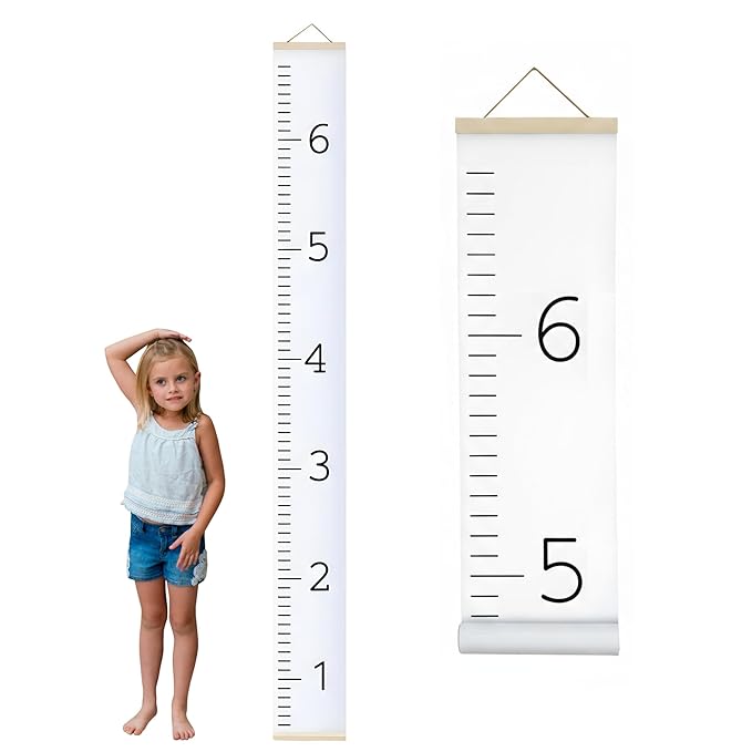 Morxy Canvas Growth Chart for Kids - Unisex Kids Room Wall Decor - Measuring Height Chart- Wall Tape with Height Chart for Kids (Canvas, Plain White)