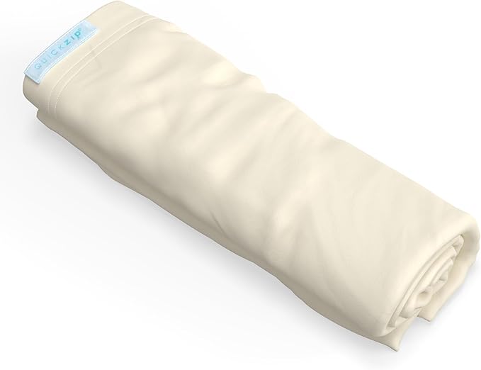 QuickZip Crib Extra Zip-On Sheet (SecureFit Wraparound Base Not Included) - Faster, Safer, Easier Baby Crib Sheets - Ivory 100% Cotton - Fits All Standard Crib Mattresses