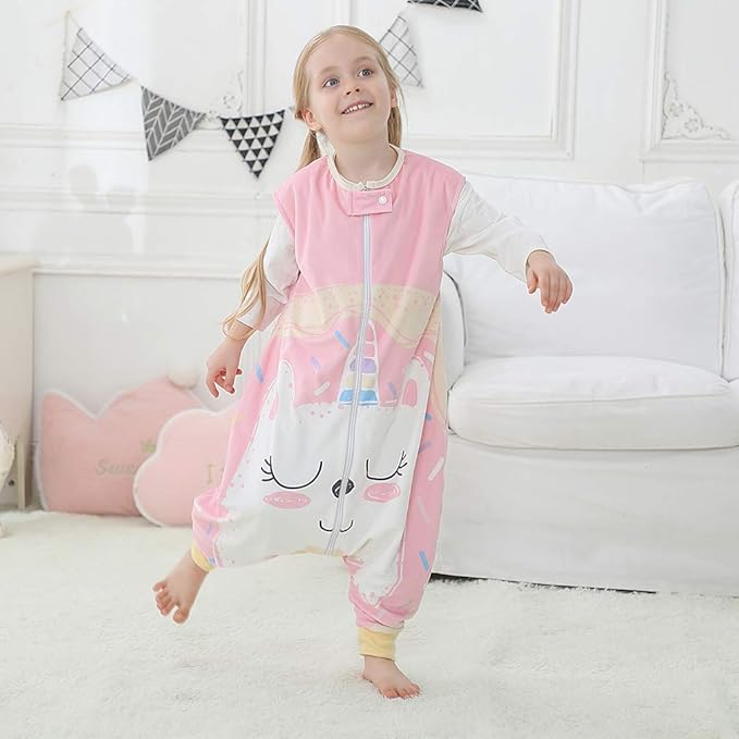 MICHLEY Toddler Sleeping Sack with Feet Newborn Infant Sleeveless Sleeping Bag 2-way Zipper Baby Wearable Blanket for Walkers,Pink Unicorn,5-6T