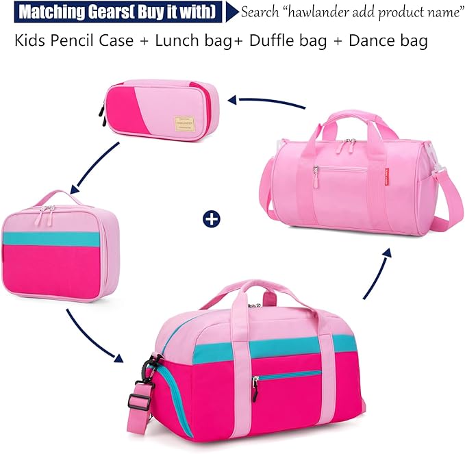 HawLander Little Kids Backpack for Boys or Girls, Toddler School Bag Fits 3 to 6 years old, Pink Blue, 12 Inch