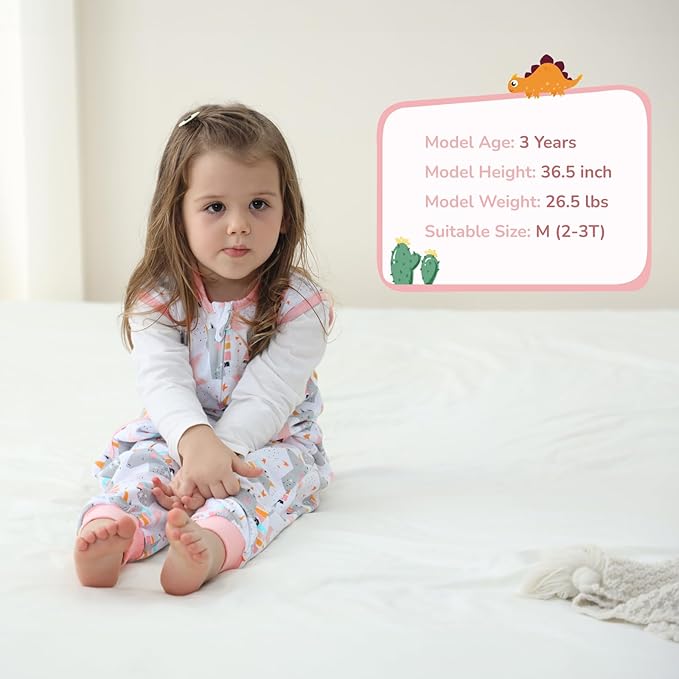 WONDAY Toddler Sleep Sack with Legs,Toddler Sleep Sacks,0.5T Sleeveless Baby Sleep Bag Wearable Blanket,with Feet(2T-3T)