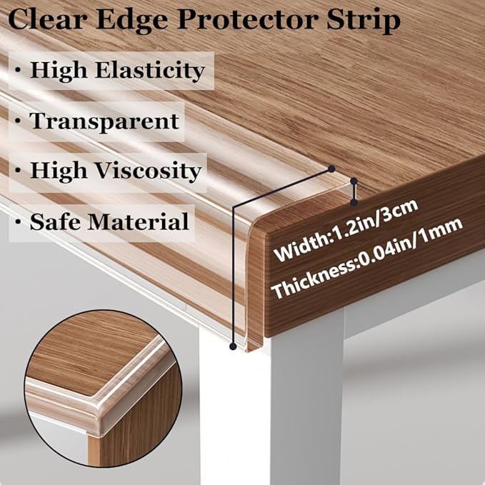 Baby Proofing Edge Protector for Kid Clear Edge Protector Strip Safety Corner Guards Child Proof Corner Bumper for Furniture 1.2in x 32.8ft