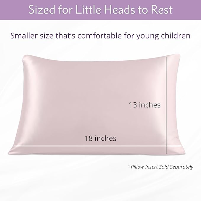 Mulberry Park 19 Momme Silk Pillowcase for Kids & Toddlers - Prevents Bed Head & Frizz, Gentle on Delicate Skin & Hair - Grade 6A Pure Mulberry Silk - 13" x 19" / Lullaby Pink