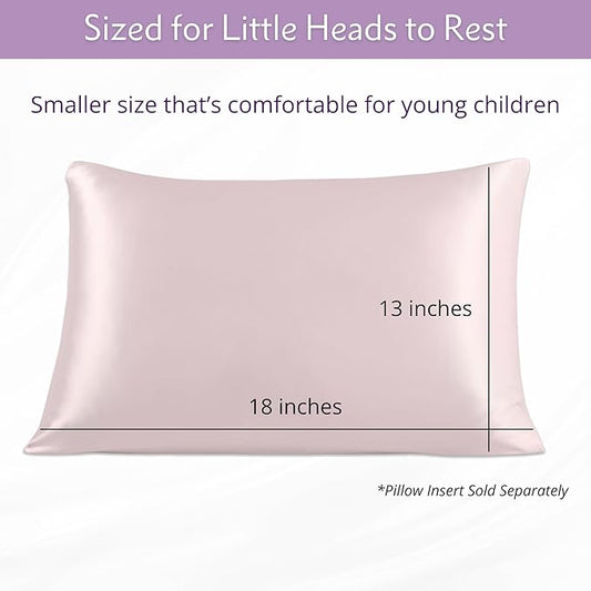 Mulberry Park 19 Momme Silk Pillowcase for Kids & Toddlers - Prevents Bed Head & Frizz, Gentle on Delicate Skin & Hair - Grade 6A Pure Mulberry Silk - 13" x 19" / Lullaby Pink