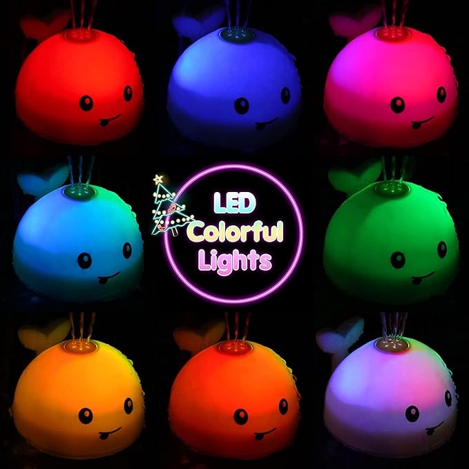 Gigilli Bath Toys for Kids Ages 1-3, Baby Bath Toys 1 2 3 Year Boy Girl Gifts Christmas Stocking Stuffers for Babies 6-12-18 Months Light Up Whale Bath Toy Sprinkler Toddler Birthday Bathtub Water Toy