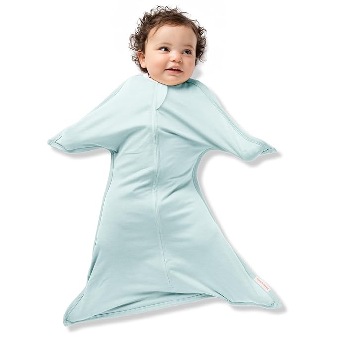 SleepingBaby Zipadee-Zip Transition Swaddle and Snuggle Strap Bundle - Roomy Baby Swaddle Blanket with Zipper Convenience and Wearable Blanket Accessory - Classic Mint, Small (4-8 Month)