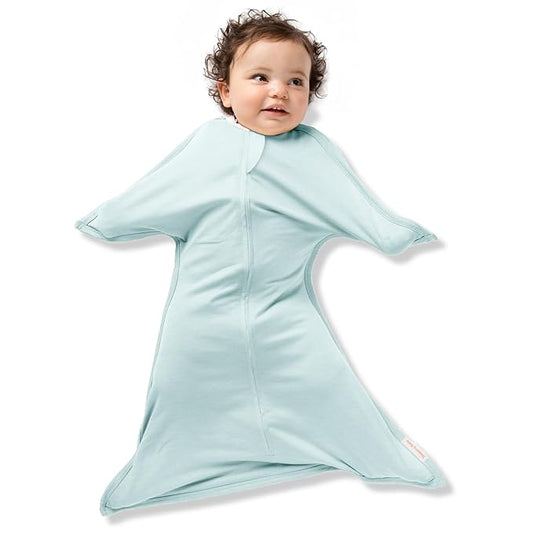 SleepingBaby Zipadee-Zip Transition Swaddle and Snuggle Strap Bundle - Roomy Baby Swaddle Blanket with Zipper Convenience and Wearable Blanket Accessory - Classic Mint, Small (4-8 Month)