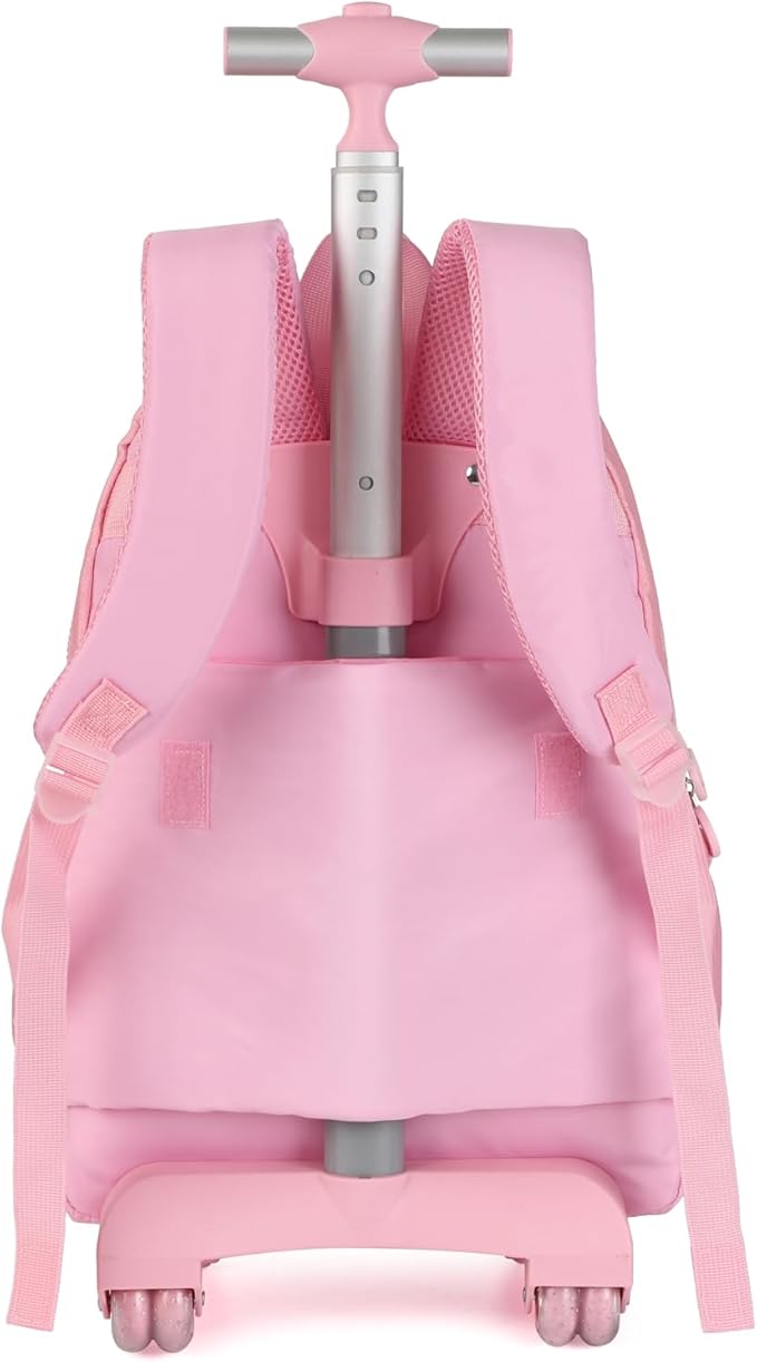 kingdisen Rolling travel Laptop Backpack for school Teens Girls (STAR HEART PINK)