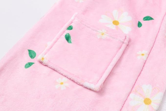 Umeyda Girls Fleece Hooded Robes, Warm Printed Bath Robe for Kids Soft Fuzzy Bathrobe for Gifts