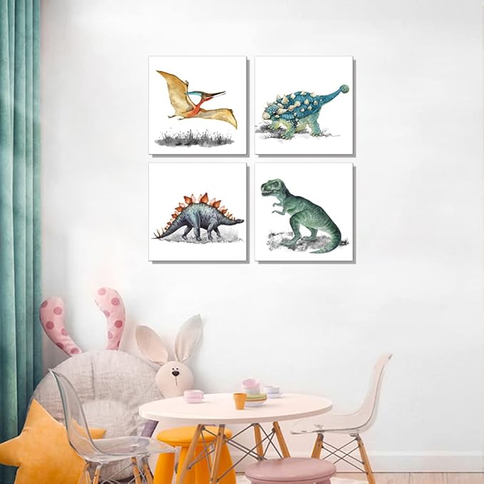 Popuwall Dinosaur Wall Decor Watercolor Dinosaurs Pictures for Boys Girls Kids Bedroom Nursery Room Decor Large