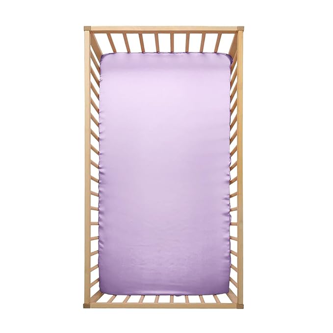 Pro Goleem Satin Soft Crib Sheet Great for Baby with Sensitive Hair Silky Baby Sheet Lavender Unisex 52’’x28’’x8’’ Fitted Cover