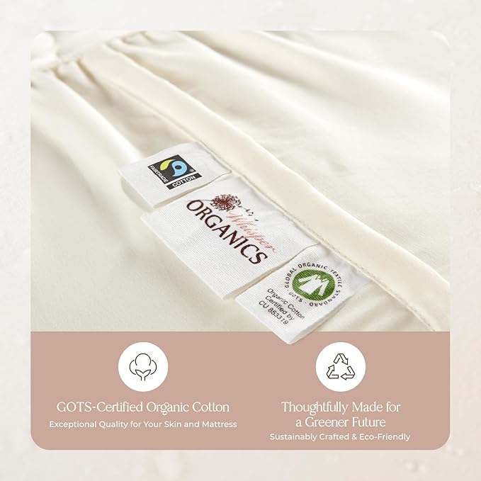 Organic Crib Mattress Protector - 100% Waterproof Crib Mattress Protector Pad with Soft Quiet & Breathable Triple Layer Protection - Fairtrade & GOTS Certified and Machine Washable (52"x28"x9”)