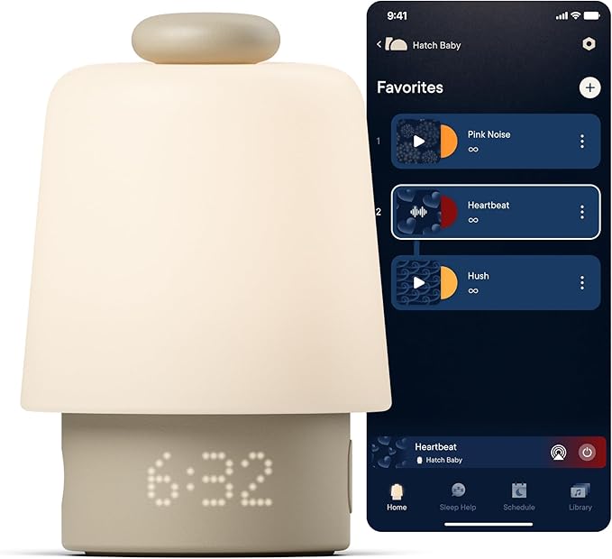 Hatch Baby Sound Machine, Night Light | Hatch Baby Model | Sleep Support | Registry Essential, Routine Builder, Time-to-Rise Alarm Clock, White Noise, Nursery Stories, Toddler Kids (Wi-Fi), Greige